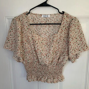Floral Top Cinched Waist Summer